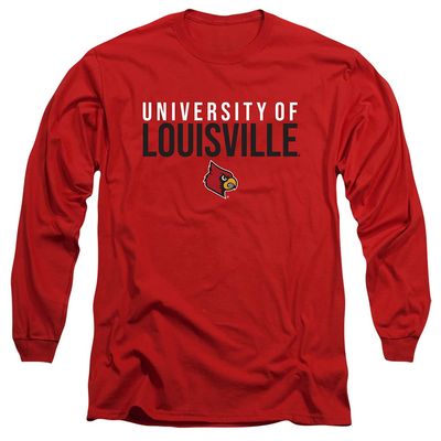 University of Louisville Official Stacked Unisex Adult Long-Sleeve T Shirt,Red, 3X-Large