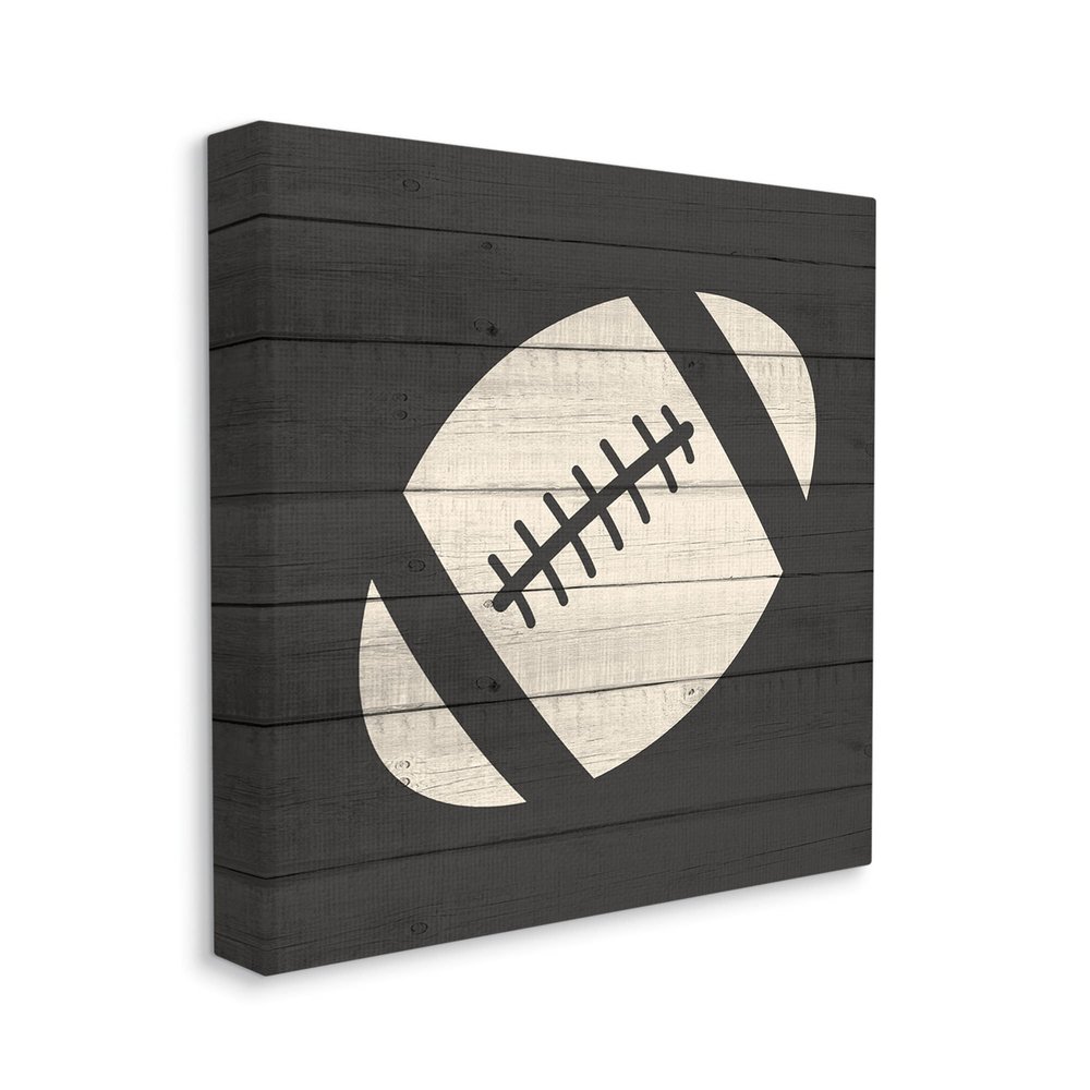Stupell Industries Football Shape Sports Planked Country Pattern