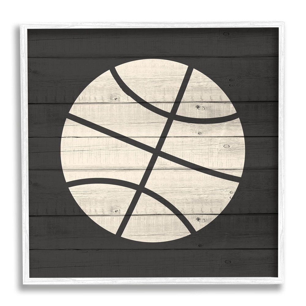 Stupell Industries Basketball Shape Rustic Sports Country Pattern