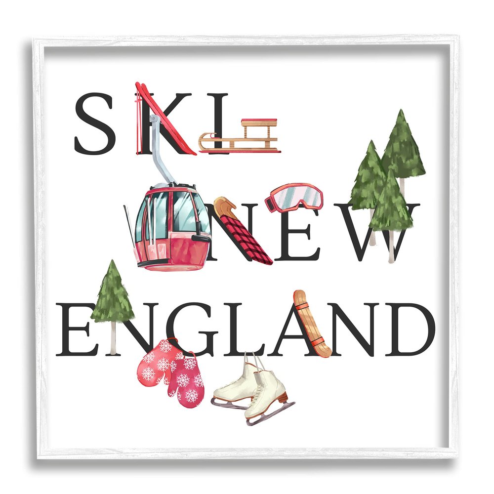 Stupell Industries New England Ski Winter Seasonal Mountain Sports