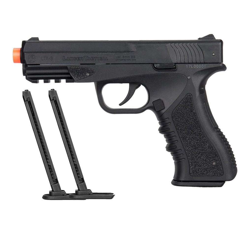 Lancer Tactical Defender G-CO2 Half-Blowback Airsoft Pistol - Black (360 FPS)