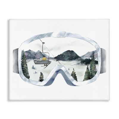 Stupell Industries Ski Mountain Reflection in Sports Goggles Winter Forest, Designed by Ziwei Li Canvas Wall Art, 16 x 20, Grey