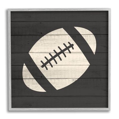 Stupell Industries Football Shape Sports Planked Country Pattern