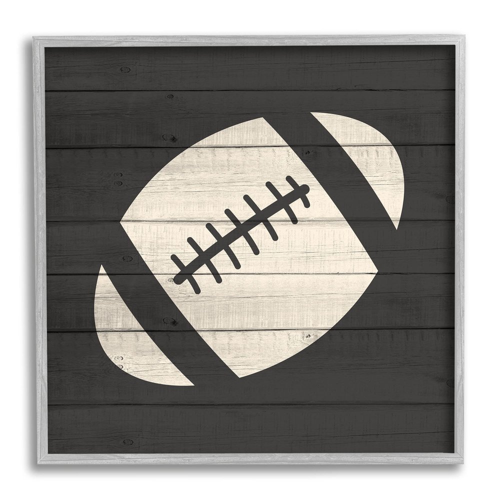 Stupell Industries Football Shape Sports Planked Country Pattern