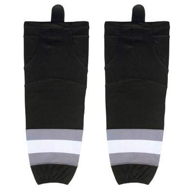 TW ICE HOCKEY SOCKS YOUTH TO ADULT SIZE 20 TO 30 INCH. (Black/Grey, 22)
