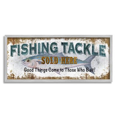 Stupell Industries Rustic Fishing Tackle Sign Those Who Bait Phrase