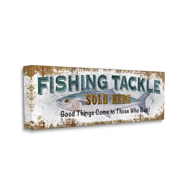 Stupell Industries Rustic Fishing Tackle Sign Those Who Bait Phrase