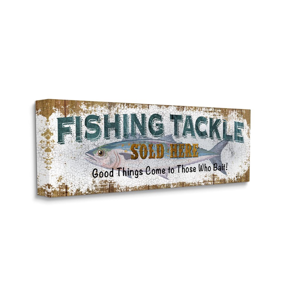 Stupell Industries Rustic Fishing Tackle Sign Those Who Bait Phrase