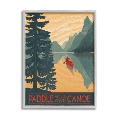 Stupell Industries Paddle Your Own Canoe Phrase Mountain Lake Adventure