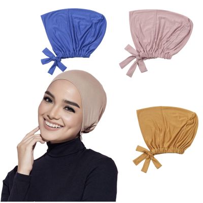 3 Pieces Adjustable Muslim Inner Under Hijab Cap with Ties Back Islamic Under Scarf Bonnet Caps Chemo Cap (Green)