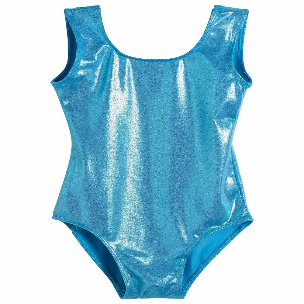 Domusgo Gymnastics Leotards for Girls 7-8 Years Old Blue Sparkly One Piece Tumbling Outfits