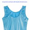 Domusgo Gymnastics Leotards for Girls 7-8 Years Old Blue Sparkly One Piece Tumbling Outfits view 4