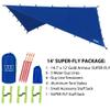 Gold Armour Rainfly Tarp Hammock, Premium 14.7ft/12ft/10ft/8ft Rain Fly Cover, Waterproof Ultralight Camping Shelter Canopy, Survival Equipment Gear Camping Tent Accessories (Blue 14.7ft x 12ft) view 2