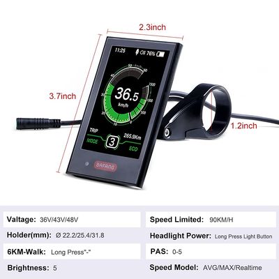 LCD Display & Computer for Electric Bike : DPC18 Compatible with BAFANG BBS01 BBS02 BBSHD Mid Drive Motor, 8fun Smart Indicator & Meter Control Panel with Controller for eBike Conversion Kit