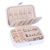 Hatori Travel Jewelry Box, PU Leather Small Jewelry Organizer for Women Girls, Portable Mini Travel Case Display Storage Holder Boxes for Stud Earrings, Rings, Necklaces, Bracelets (White Beige) view 1