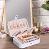 Hatori Travel Jewelry Box, PU Leather Small Jewelry Organizer for Women Girls, Portable Mini Travel Case Display Storage Holder Boxes for Stud Earrings, Rings, Necklaces, Bracelets (White Beige) view 2
