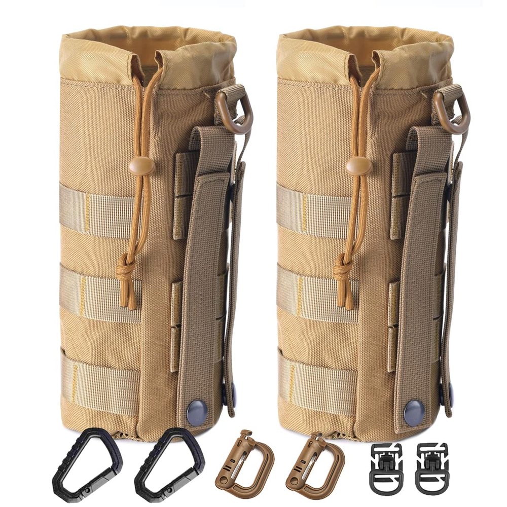 ANJINU Molle Water Bottle Holder, Water Molle Attachments, Molle Water Bottle Pouch, Tactical Backpack Attachment Pouches (TAN)