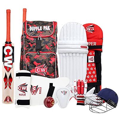 CW County Cricket Kit Camouflauge Backpack Full Kit for Boys - Girls Cricket Kit with Bat Complete Cricket Equipment Leather Ball Kashmir Willow All Age Players RH/LH (Size 3)
