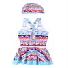 Yartina Kids Girls 2-Piece Active Swimwear Bohemia Printed Strappy Skirts Tankini Sets Bathing Suit Blue 5-6 Years view 4