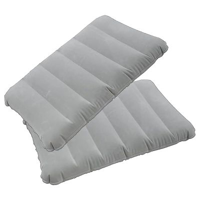 Dogxiong 2 Pack Ultralight Inflatable Camping Pillow Squared Flocked Fabric Air Pillow for Hiking,Traveling,Napping,Desk Rest,Beach Neck Lumbar Support