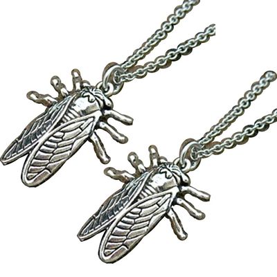 2Pcs Cicada Insect Necklace Summer Jewelry Gift for Her Cicada Necklace,cicada Pendant Necklace,Insect bug Necklace