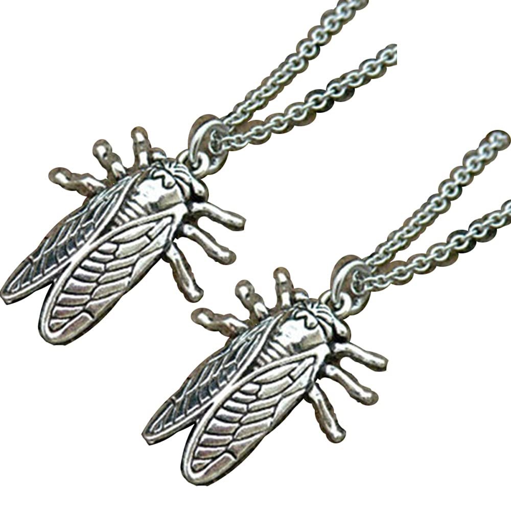 2Pcs Cicada Insect Necklace Summer Jewelry Gift for Her Cicada Necklace,cicada Pendant Necklace,Insect bug Necklace