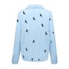 Fashion Women's Loose Buttons Bird Print Lapel Long Sleeves T-Shirts Blouse Topsfor Women Girls Blue view 3