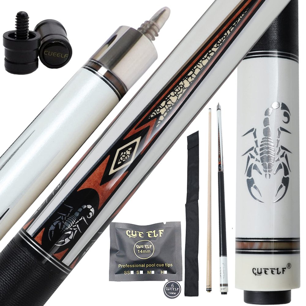 CUEELF Pool Cue Stick 58inch Hardwood Maple Pool Cue Billiard Table Stick 13mm Tip Billiard House Bar Pool Cue