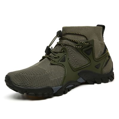 hongrenamz Hiking Boots Mens Walking Shoes Lightweight Trekking Outdoor Mountain Mid Casual Trainers Lace-up Green-EU45/US11