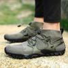hongrenamz Hiking Boots Mens Walking Shoes Lightweight Trekking Outdoor Mountain Mid Casual Trainers Lace-up Green-EU45/US11 view 2
