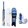 CW Trainer Red Blue Wooden Cricket kit for All Age Groups Kashmir Willow Cricket Bat Size 3-6 Cricket Glove Kit for Boys - Senior Men Full Size Left & Right Hand Kit (5 for 10-11 Yr, Left Blue) view 1