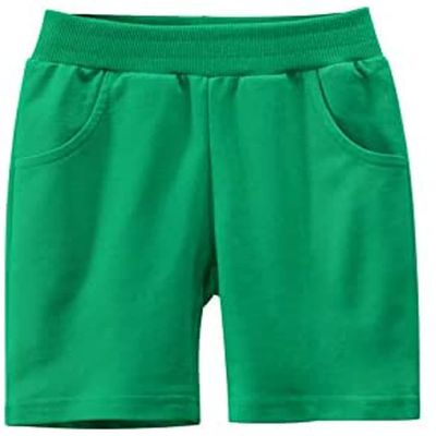 EISHOW Toddler Girls Boys 2 Pack Cotton Sport Jogger Shorts,Baby Kids Summer Shorts Casual Pull-On Soft Active Short Pants (Green,3-4Y,3 Years,4 Years)