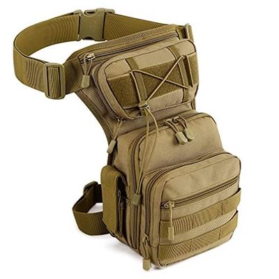 Tactical Drop Leg Bag Outdoor Waist Fanny Pack for Men Women Travel Hiking Motorcycle Cycling Fishing Thigh Belt Bum Pouch Camping Casual Daypack Khaki