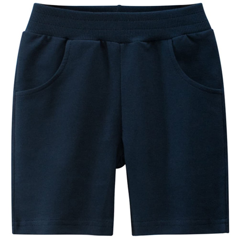 EISHOW Toddler Girls Boys 2 Pack Cotton Sport Jogger Shorts,Baby Kids Summer Shorts Casual Pull-On Soft Active Short Pants (Dark Blue,12-24 Months,12 Months,24 Months)