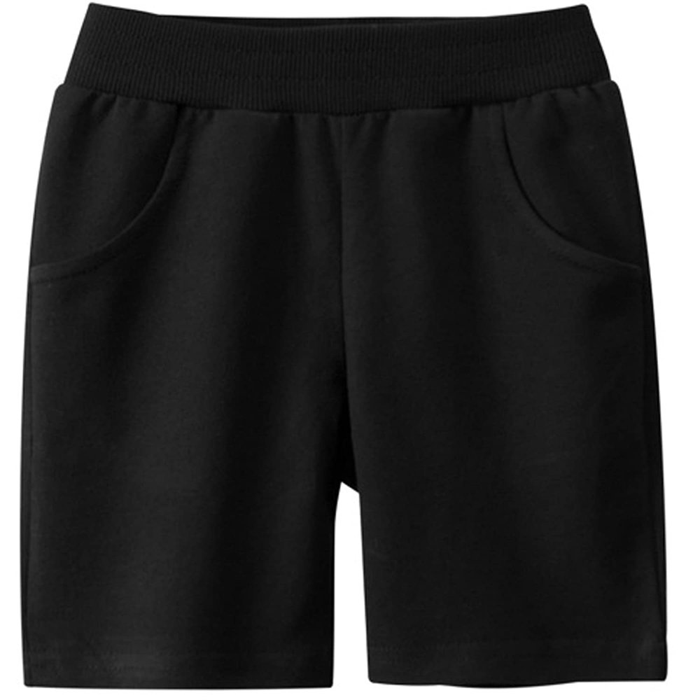 EISHOW Toddler Girls Boys 2 Pack Cotton Sport Jogger Shorts,Baby Kids Summer Shorts Casual Pull-On Soft Active Short Pants (Black,3-4Y,3 Years,4 Years)