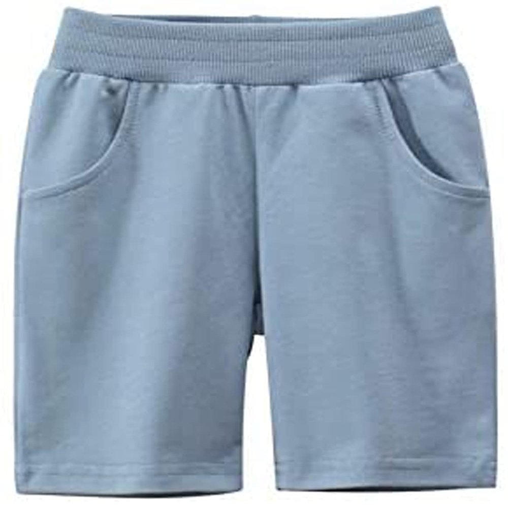 EISHOW Toddler Girls Boys 2 Pack Cotton Sport Jogger Shorts,Baby Kids Summer Shorts Casual Pull-On Soft Active Short Pants (Water Blue,4-5Y,4 Years,5 Years)