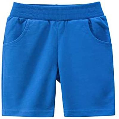 EISHOW Toddler Girls Boys 2 Pack Cotton Sport Jogger Shorts,Baby Kids Summer Shorts Casual Pull-On Soft Active Short Pants (Blue,6-7Y,6 Years,7 Years)