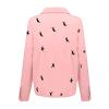 Fashion Women's Loose Buttons Bird Print Lapel Long Sleeves T-Shirts Blouse Topsfor Women Girls Pink view 3