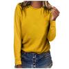 Womens Long Sleeve Crewneck Tops Early Autumn Solid Loose Sweatshirt Fashion Casual Comfy Fit T Shirt Yellow view 1