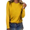Womens Long Sleeve Crewneck Tops Early Autumn Solid Loose Sweatshirt Fashion Casual Comfy Fit T Shirt Yellow view 2