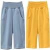 EISHOW Toddler Girls Boys 2 Pack Cotton Sport Jogger Shorts,Baby Kids Summer Shorts Casual Pull-On Soft Active Short Pants (Water Blue,6-7Y,6 Years,7 Years) view 2