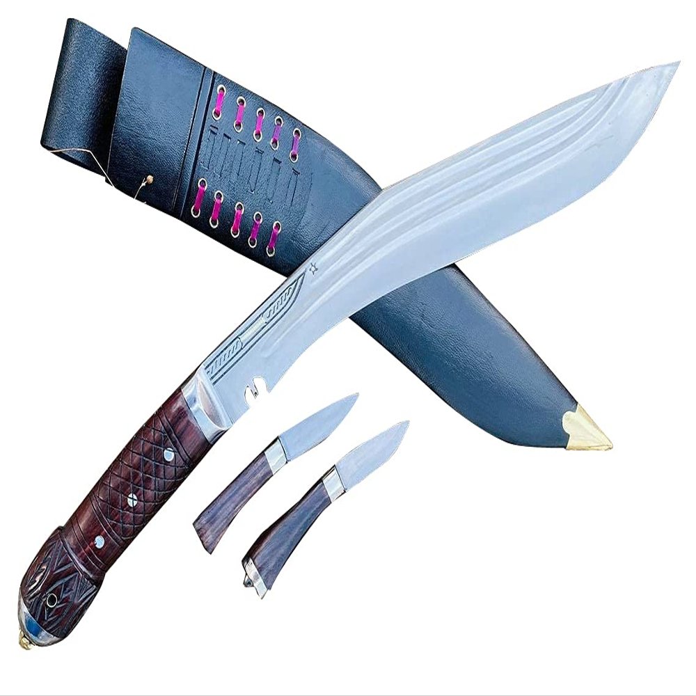 EGKH - 15 Inches full tang 3 Fullers Traditional Sirupate Khukuri - Authentic Traditional Kukri - Shot Knife - Hand frog in Nepal