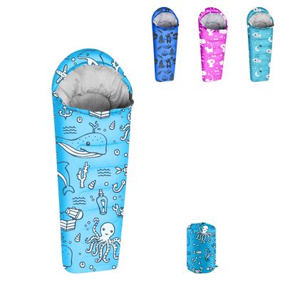 KidzAdventure Mummy Style 32  59F Kids Sleeping Bag with Pillow Sleeve, 4 Season, Lightweight and Backpacking Style, Ideal for Camping, Sleepover, Boys, Girls, Youth and Toddlers  Ocean World Youth