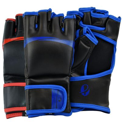 Ultimate - Elite MMA Fight Gloves - Blue & Red - for MMA Muay Thai Training & Fight (Blue, S/M)
