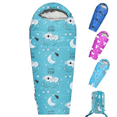 KidzAdventure Mummy Style 32  59F Kids Sleeping Bag with Pillow Sleeve, 4 Season, Lightweight and Backpacking Style, Ideal for Camping, Sleepover, Boys, Girls, Youth and Toddlers  Little Star Kids
