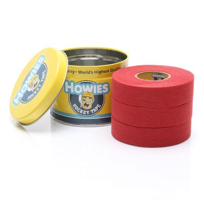 Howies Hockey Tape | 3-Pack Red Cloth Hockey Stick Tape (1" x 24 Yards) | Durable Pro-Grade Adhesive for Hockey, Lacrosse & Baseball | Includes Free Tape Tin
