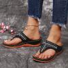 oiangi Rhinestone Wedge Sandals for Women,Summer Fashion Open Toe T Strap Thong Flip Flops Sandals Comfortable Casual Beach Shoes Slippers Black view 4
