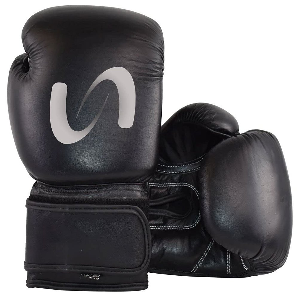 Ultimate - GL Boxing Gloves - Genuine Leather for Boxing Competition & Training (Black, 12oz)