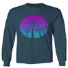0388. Summer Vacations Vaporwave Palm Trees Aesthetics Art Sunset Beach Men's Long Sleeve t Shirt (Indigo Blue 2X Large) view 1