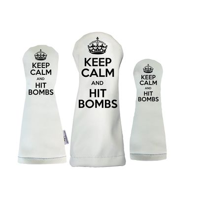 Keep Calm and Hit Bombs Sunfish Leather Golf Club Headcover Set Driver, Fairway, Hybrid